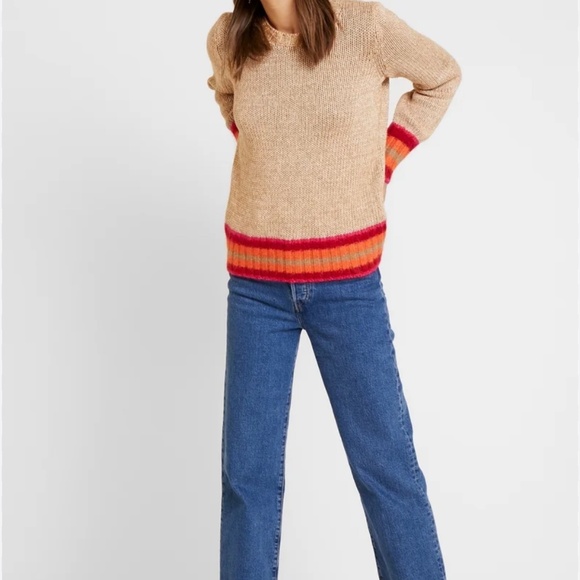 Gap Sweater Women SM Cozy Soft Wool Alpaca Nylon Cotton Camel Pink Pullover NEW - Picture 3 of 9